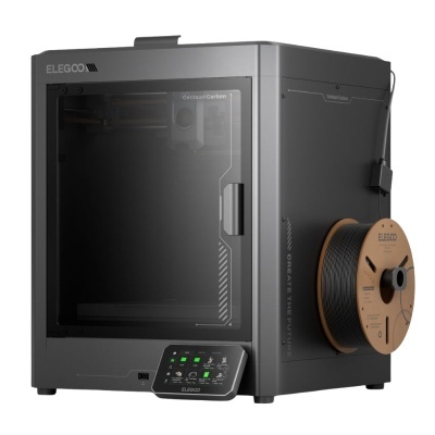Impressora 3D Elegoo Centauri Carbon cinza com filamento preto