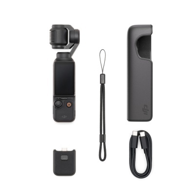 Câmara estabilizadora DJI Osmo Pocket preta com acessórios