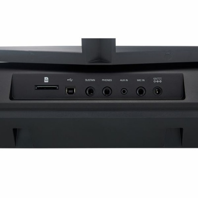 Entradas traseiras de teclado digital preto com várias portas