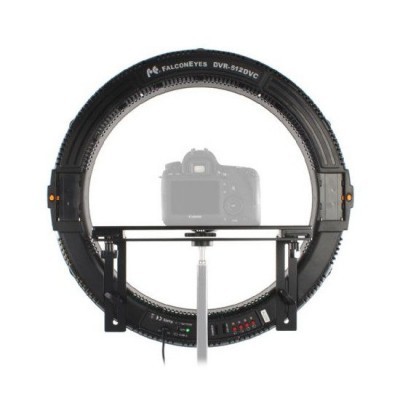 Anel de luz LED preto com suporte para câmara fotográfica