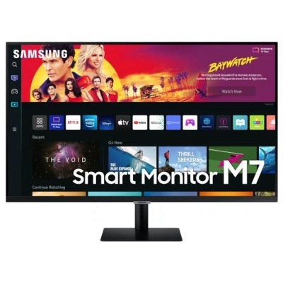 Monitor Samsung Smart Monitor M7 com interface de apps visível