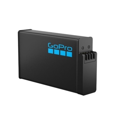 Bateria preta GoPro com logótipo azul e terminais de contactos