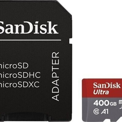 Cartão microSD SanDisk Ultra 400 GB e adaptador microSD preto