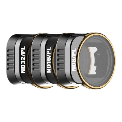 Filtros ND32/PL, ND16/PL e ND8/PL pretos com detalhes dourados