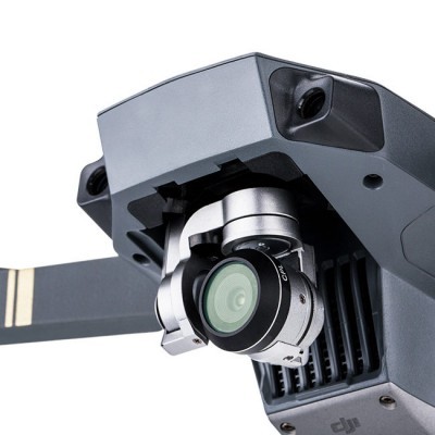 Câmara de drone DJI em metal prateado e plástico cinzento escuro