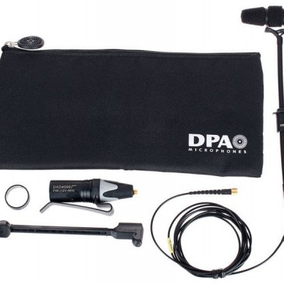 Microfone de lapela DPA com acessórios e bolsa preta