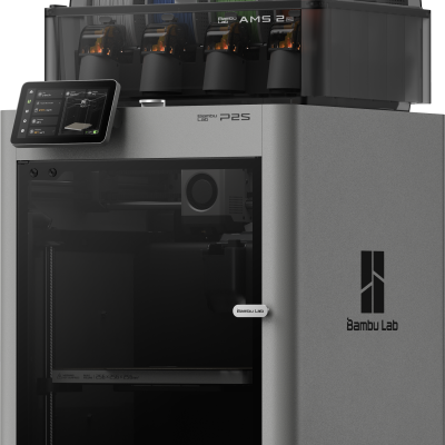 Impressora 3D Bambu Lab P2S cinzenta com AMS 2 Pro e visor táctil