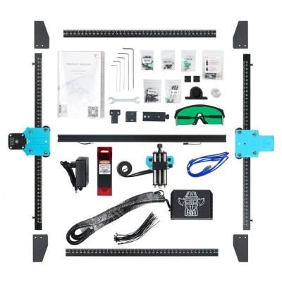 Kit completo de acessórios para máquina de gravação a laser com peças metalizadas e óculos de proteção verdes