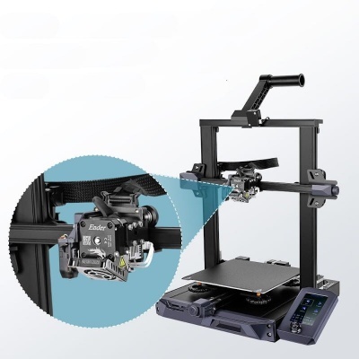 Impressora 3D preta Ender 3 S1 com plataforma quadrada e painel de controlo digital