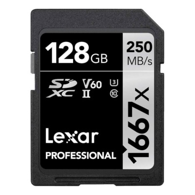 Cartão de memória Lexar 128 GB SD Pro UHS-II U3 ​​V60 1667x
