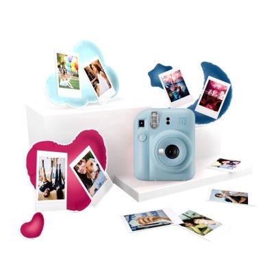 Instax Mini 12 Pastel Blue Instant Camera + Film Instax Mini 10pc. + 3 Porta-Fotos