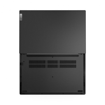 Computador portátil Lenovo cinzento e preto visto de cima