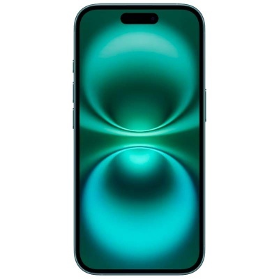 smartphone com ecrã cheio em tons de verde e azul