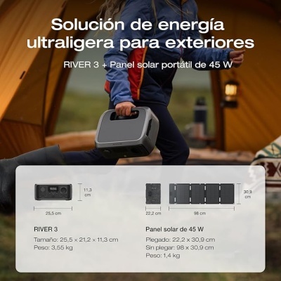 EcoFlow RIVER 3 com painel solar 45 W