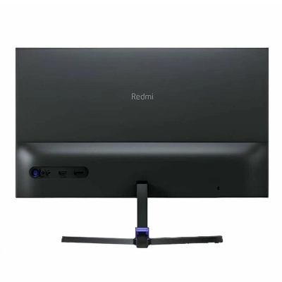 Monitor Redmi preto visto de trás com suporte e portas visíveis