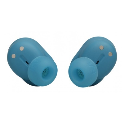 Auriculares sem fios azuis com ponteira de silicone