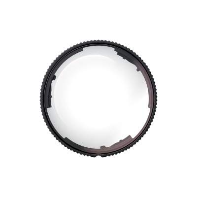 Filtro circular de vidro transparente com aro preto canelado