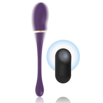 Vibrador roxo com comando preto e luz azul