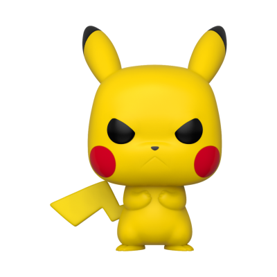 Figura colecionável de Pikachu amarelo com expressão raivosa