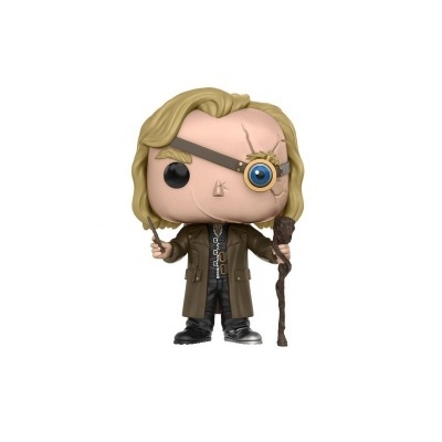 Figura colecionável de vinil loira com casaco castanho e monóculo azul