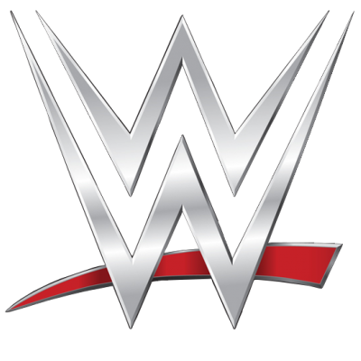Logotipo metálico prateado WWE com linha vermelha