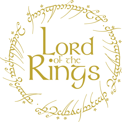 Logótipo Lord of the Rings com anel de texto élfico dourado