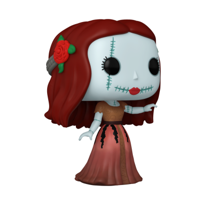 Figura de vinil estilo Funko Pop com cabelo vermelho e vestido rosa