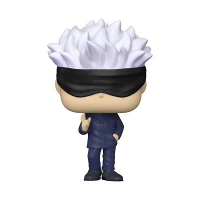 Figura POP Vinyl personagem cabelo branco máscara preta roupa azul