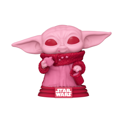 Figura Funko Pop Baby Yoda rosa e vermelho Star Wars