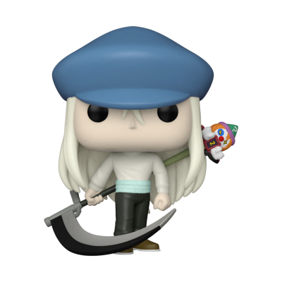 Figura Funko Pop de personagem com chapéu azul e foice