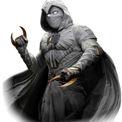 Figura de ação com roupa cinza, capuz e capa, segurando garras douradas.