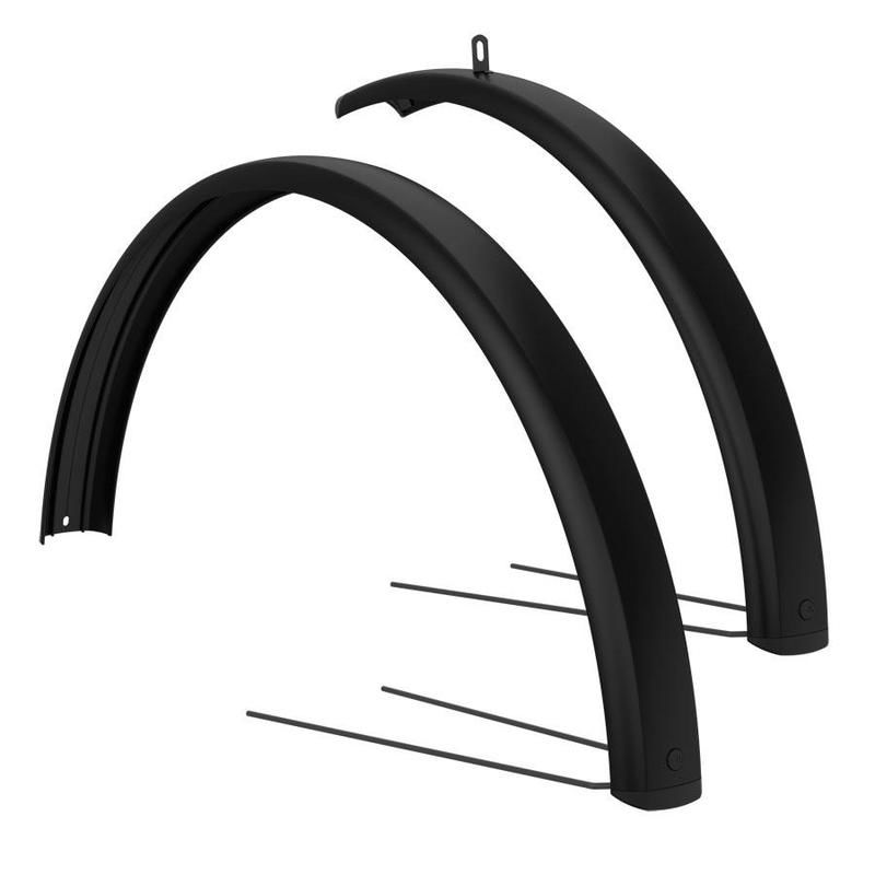 Conjunto de guarda-lamas pretos para bicicleta com suportes