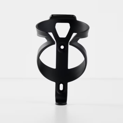 Suporte para garrafa de bicicleta preto em metal com orifícios de fixação