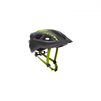 Capacete de bicicleta preto com detalhes amarelos