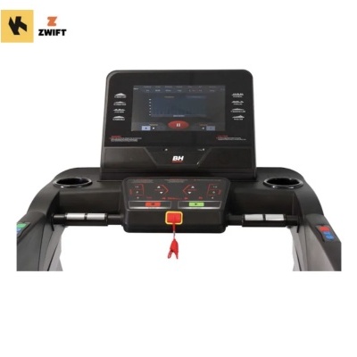 Consola de passadeira BH em preto com ecrã digital e botões coloridos