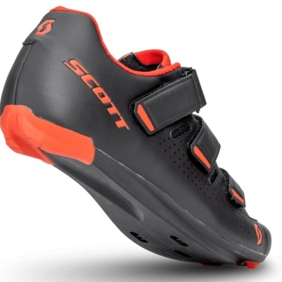 Sapatilha ciclismo SCOTT preta com detalhes laranja e fechos de velcro