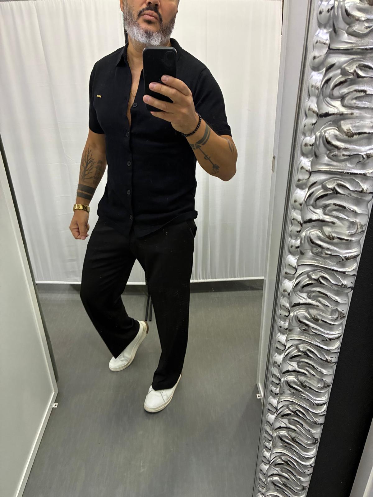 Calça de tecido , corte largo Calça de tecido , corte largo