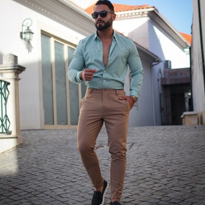 Camisa slim fit, verde