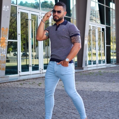 Polo tricô azul marinho