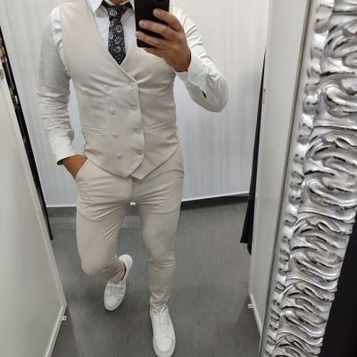 Fato slim fit bege rf 19