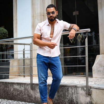 Camisa slim fit rosa