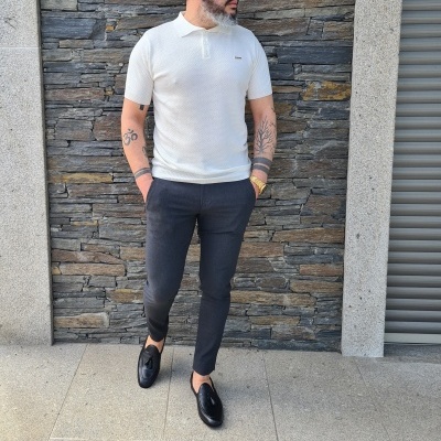 CALÇA DE TECIDO SLIM FIT CINZA