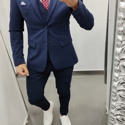 Fato slim fit azul rf 17
