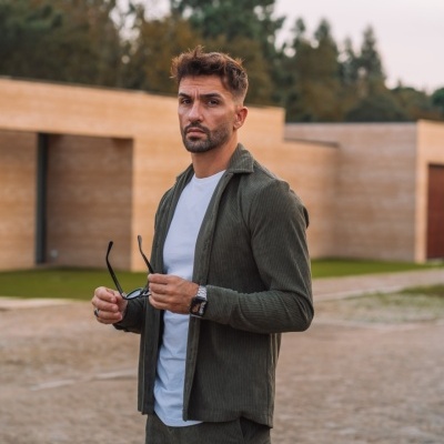 Camisa casaco, de tecido (Bombazine) VERDE