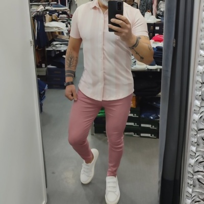 Camisa slim fit rosa