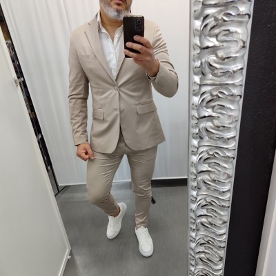 Fato slim fit bege rf 20