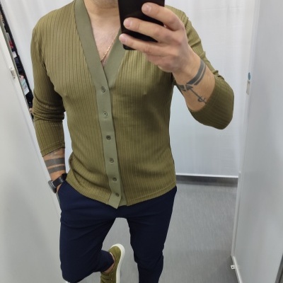 Camisa gola de robe, verde