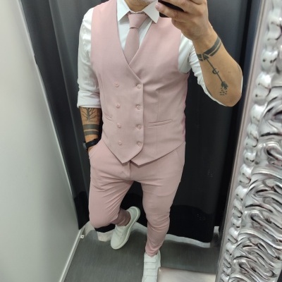 Fato slim fit rosa rf 18
