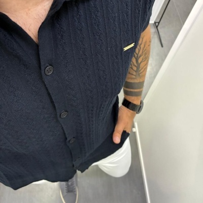 Camisa tricô ,azul marinho
