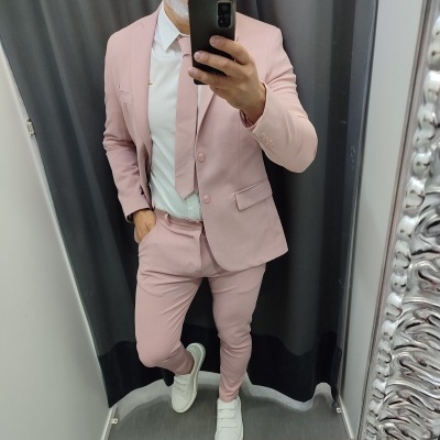 Fato slim fit rosa rf 18